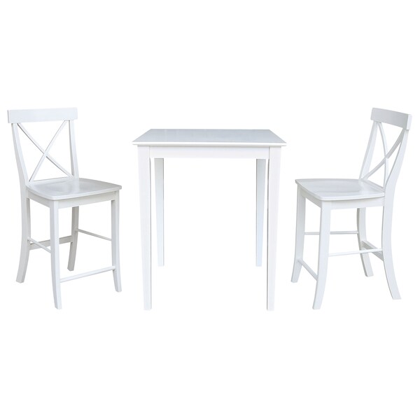 International Concepts Round 30 in x 30 in CounterHeight Dining Table, 2 X-Back Stools, White, 30 in W, 30 in L, 30 in H K08-3030-S6132-2 - main